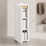 Slim Bathroom Storage Cabinet w/ Three Shelves and Paper Lid