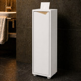 Slim Bathroom Storage Cabinet w/ Three Shelves and Paper Lid