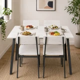 Compact Rectangular Dining Table and 4 Chairs Set