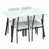 Compact Rectangular Dining Table and 4 Chairs Set
