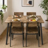 Compact Rectangular Dining Table and 4 Chairs Set