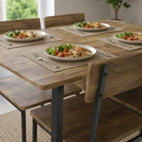 Compact Rectangular Dining Table and 4 Chairs Set