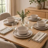 Stoneware Dinner Set with Plates & Bowls