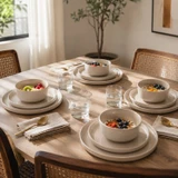 Stoneware Dinner Set with Plates & Bowls