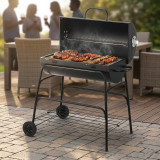 Large Oil Drum BBQ Charcoal Grill Smoker Trolley