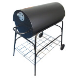 Large Oil Drum BBQ Charcoal Grill Smoker Trolley