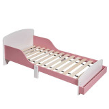 AURORA Wooden Toddler Bed w/ Integrated Bookshelf Storage Junior Kids Bed Frame