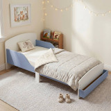 AURORA Wooden Toddler Bed w/ Integrated Bookshelf Storage Junior Kids Bed Frame