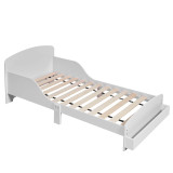 AURORA Wooden Toddler Bed w/ Integrated Bookshelf Storage Junior Kids Bed Frame