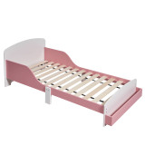 AURORA Wooden Toddler Bed w/ Integrated Bookshelf Storage Junior Kids Bed Frame