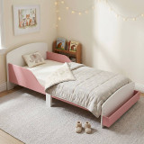 AURORA Wooden Toddler Bed w/ Integrated Bookshelf Storage Junior Kids Bed Frame