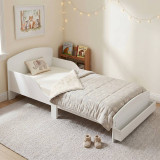 AURORA Wooden Toddler Bed w/ Integrated Bookshelf Storage Junior Kids Bed Frame