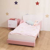 AURORA Wooden Toddler Bed w/ Integrated Bookshelf Storage Junior Kids Bed Frame