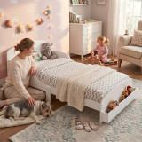 AURORA Wooden Toddler Bed w/ Integrated Bookshelf Storage Junior Kids Bed Frame