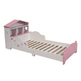 TOTO Wooden Toddler Bed w/ Integrated Bookshelf Storage Junior Kids Bed Frame