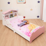 TOTO Wooden Toddler Bed w/ Integrated Bookshelf Storage Junior Kids Bed Frame