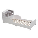 TOTO Wooden Toddler Bed w/ Integrated Bookshelf Storage Junior Kids Bed Frame