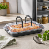 Non-Stick Deep Baking Tray w/ Lid and Carry Handles