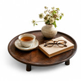 Round Mango Wood Tray with Legs