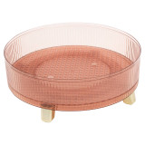 Pink Ribbed Acrylic Rotating Makeup Organiser w/ Gold Legs