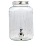 4L Ribbed Glass Beverage Dispenser with Tap