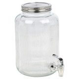 4L Ribbed Glass Beverage Dispenser with Tap