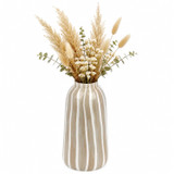 Iron Striped Vase in Beige and White
