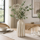 Iron Striped Vase in Beige and White