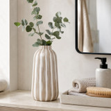 Iron Striped Vase in Beige and White