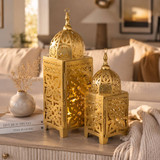 Gold Metal Patterned Lantern