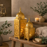 Gold Metal Patterned Lantern