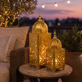 Gold Metal Patterned Lantern