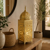 Gold Metal Patterned Lantern