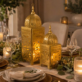 Gold Metal Patterned Lantern