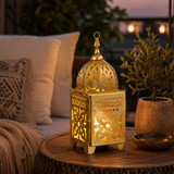 Gold Metal Patterned Lantern