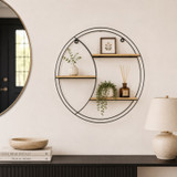 Geometric Wire Wall Shelf 3 Tier Wood