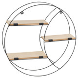Geometric Wire Wall Shelf 3 Tier Wood