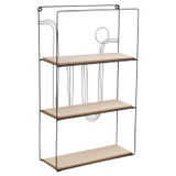 Geometric Wire Wall Shelf 3 Tier Wood