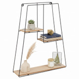Geometric Wire Wall Shelf 3 Tier Wood