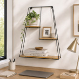Geometric Wire Wall Shelf 3 Tier Wood
