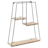 Geometric Wire Wall Shelf 3 Tier Wood