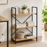 Multi Shelf Wall Rack with Black Metal Frame