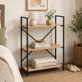 Multi Shelf Wall Rack with Black Metal Frame