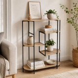 Multi Shelf Wall Rack with Black Metal Frame