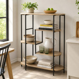 Multi Shelf Wall Rack with Black Metal Frame