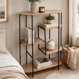 Multi Shelf Wall Rack with Black Metal Frame