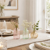 Ribbed Coloured Glass Decorative Bud Vase Set