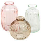 Ribbed Coloured Glass Decorative Bud Vase Set
