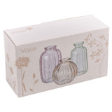 Ribbed Coloured Glass Decorative Bud Vase Set
