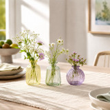 Ribbed Coloured Glass Decorative Bud Vase Set